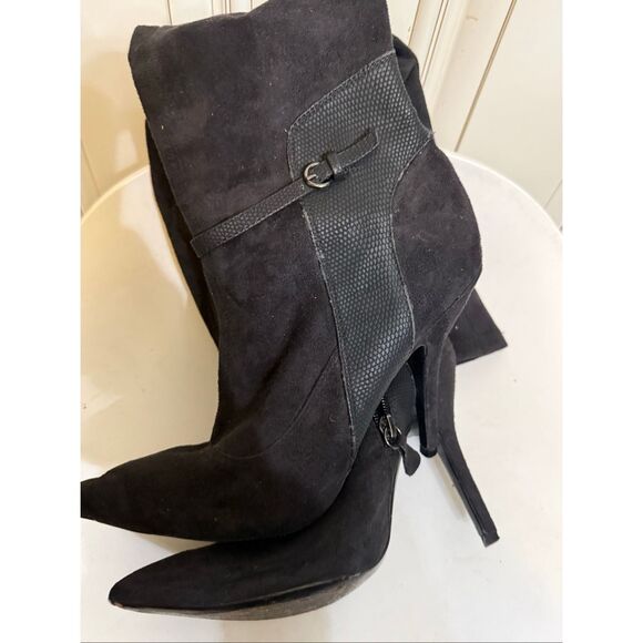 Mojo Moxy Women's Suede Pointed Toe Stiletto Over the Knee Boots Black Size 8 - Picture 15 of 15